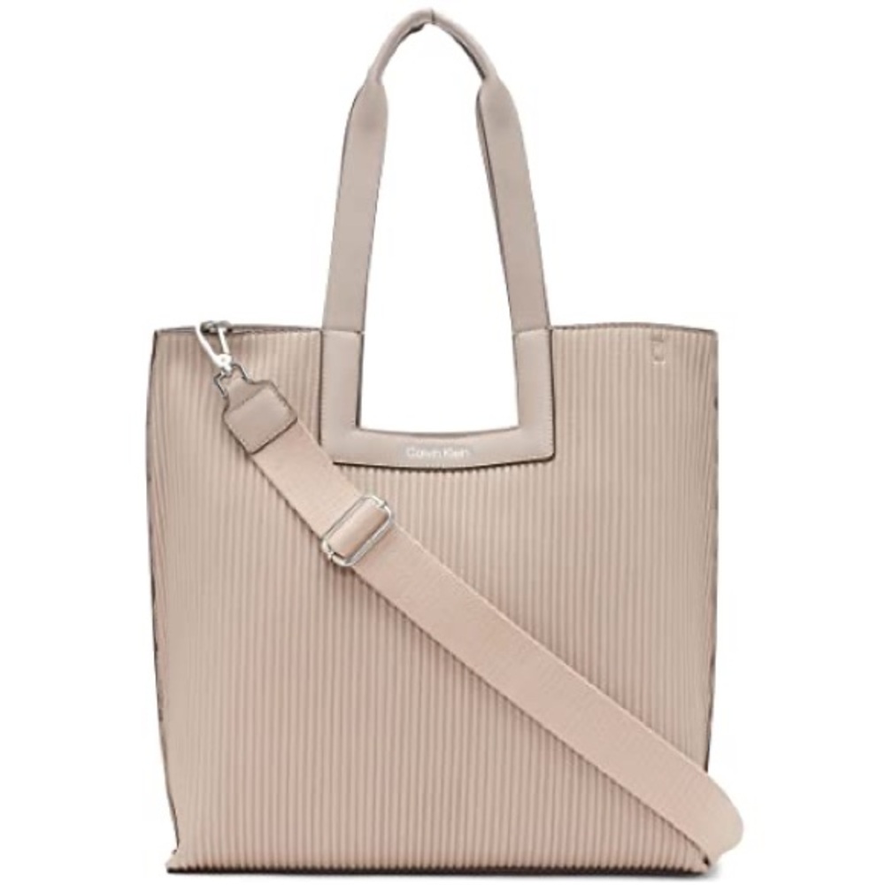 Calvin Klein Bette Ribbed North South Tote Bag | Taupe
